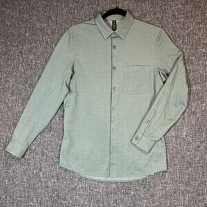Lululemon Commission Shirt Button Up Long Sleeve Mens XS Cotton Blend Green